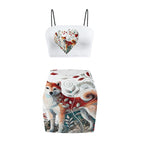 Women's Crop Tank Top Mini Skirts Sets Huski nature design - InervoX