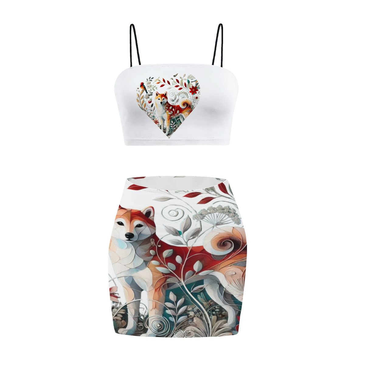 Women's Crop Tank Top Mini Skirts Sets Huski nature design - InervoX