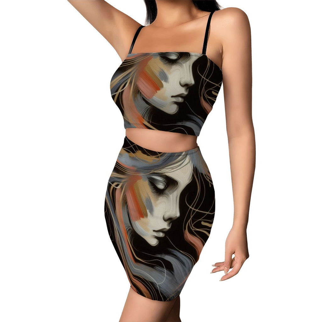 Women's Crop Tank Top Mini Skirts Sets Inervox Thought design - InervoX