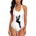 Women’s Crossback One-Piece Swimsuit White – Artistic Neg Mawon Design | Supportive Beachwear - InervoX