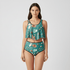 Women’s Floral Two-Piece Swimsuit – Artistic Print | High-Waisted Beachwear - InervoX