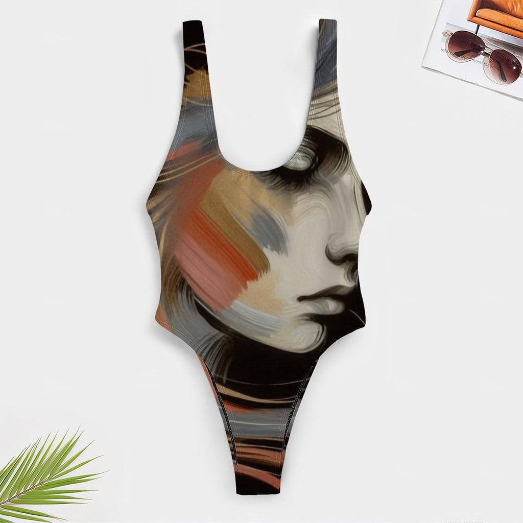 Women’s High-Cut One-Piece Swimsuit – Artistic Woman Design | Sculpting Fit Swimwear - InervoX