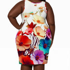 Women's Plus Size Sleeveless Dress Floral design - InervoX