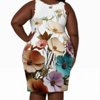 Women's Plus Size Sleeveless Dress Floral design - InervoX