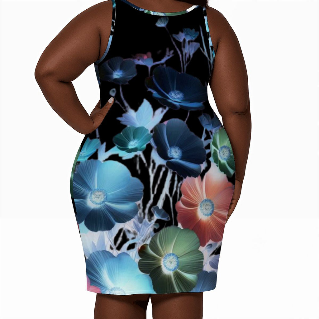 Women's Plus Size Sleeveless Dress Floral design - InervoX
