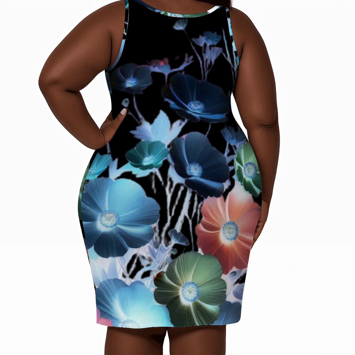 Women's Plus Size Sleeveless Dress Floral design - InervoX