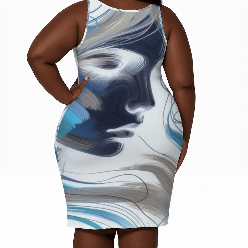 Women's Plus Size Sleeveless Dress Thoughtful woman - InervoX