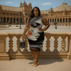 Women's Plus Size Sleeveless Dress Thoughtful woman - InervoX