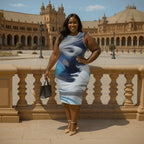 Women's Plus Size Sleeveless Dress Thoughtful woman - InervoX