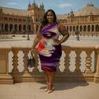 Women's Plus Size Sleeveless Dress Thoughtful woman - InervoX