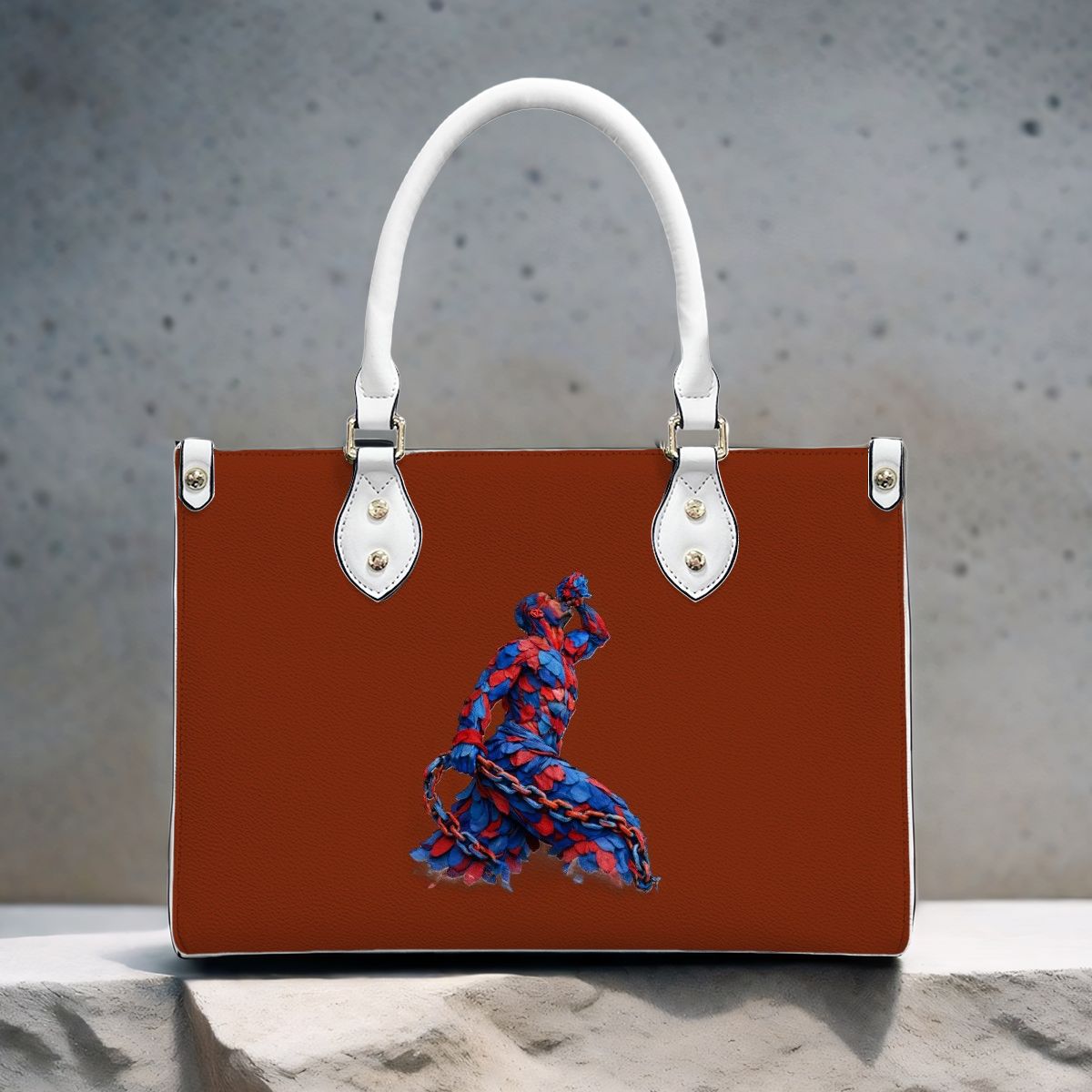 Women's PU Leather Tote Bag – Blue & Red Petals Neg Mawon Unchained | Luxury Everyday Shoulder Bag - InervoX