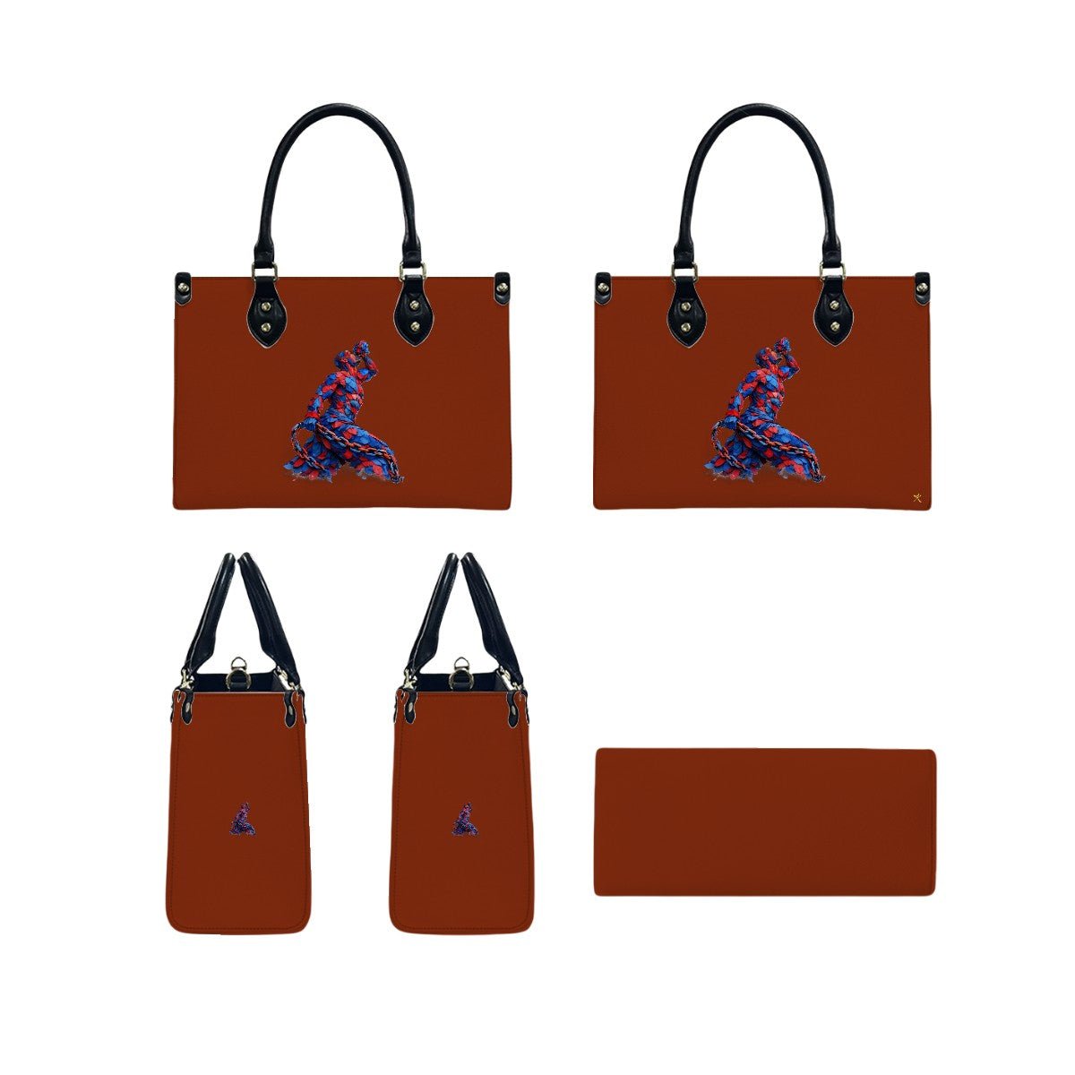 Women's PU Leather Tote Bag – Blue & Red Petals Neg Mawon Unchained | Luxury Everyday Shoulder Bag - InervoX
