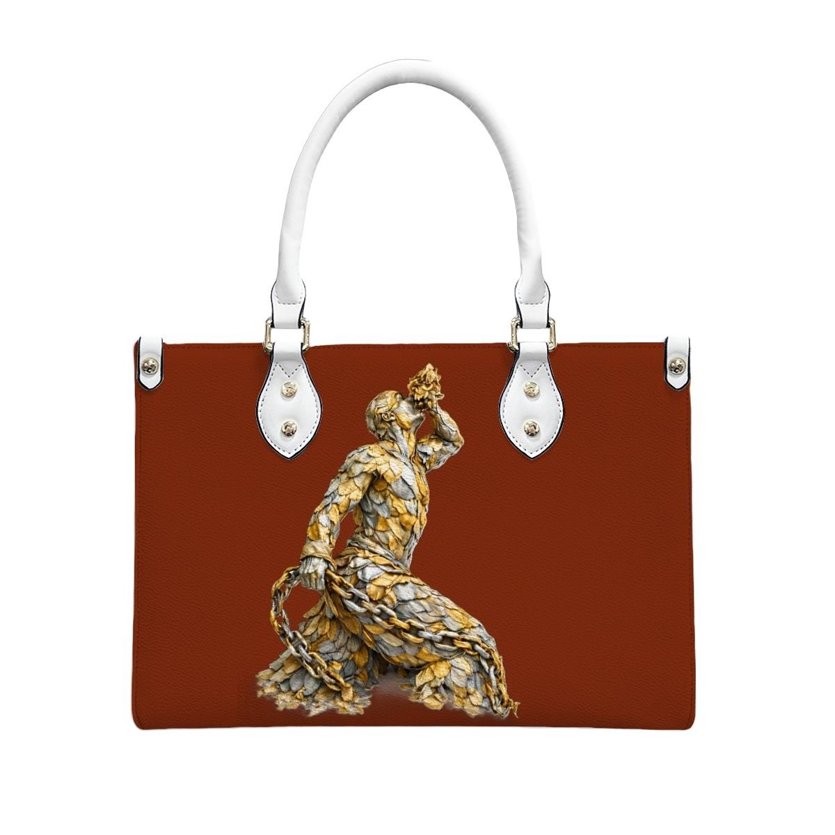 Women's PU Leather Tote Bag – Gold & Silver Neg Mawon Design | Luxury Everyday Shoulder Bag - InervoX