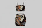 Women’s Two-Piece Set – Crop Top & Skirt | Artistic Statement Outfit - InervoX