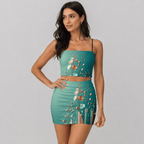 Women’s Two-Piece Set – Crop Top & Skirt | floral Statement Outfit - InervoX
